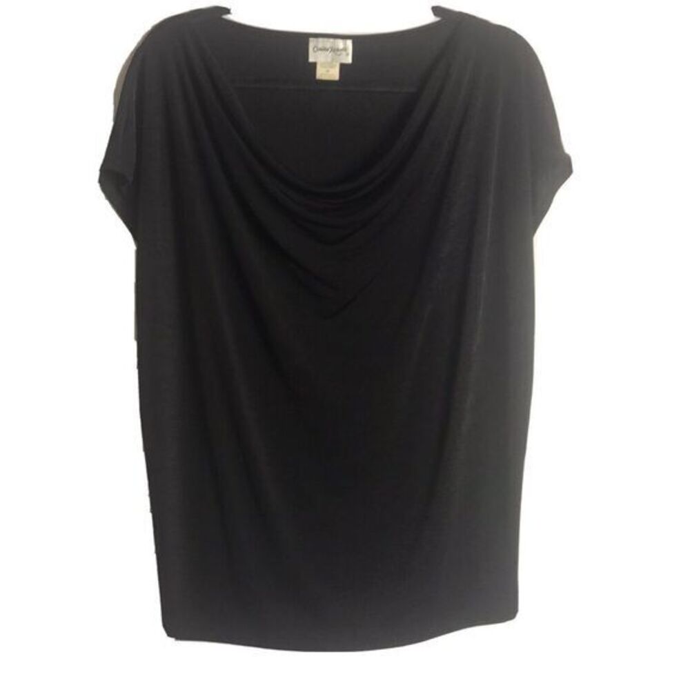 Vintage Claudia Richard Black Drape Neck Blouse Size 3X‎